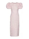Rotate Birger Christensen Rotate Sunday Puffy Floral-jacquard Midi Dress In Pink