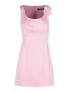 Rotate Birger Christensen Rotate Satin Flower Dress With Square Neckline In Nude & Neutrals