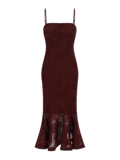 Rotate Birger Christensen Vestido Midi - Rojo Oscuro
