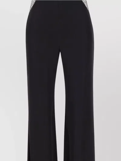 Rotate Birger Christensen Viscose Chiffon Flared Trousers With Sequin Inserts In Black