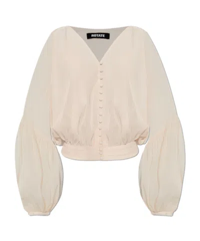 Rotate Birger Christensen V-neck Blouse In Pink