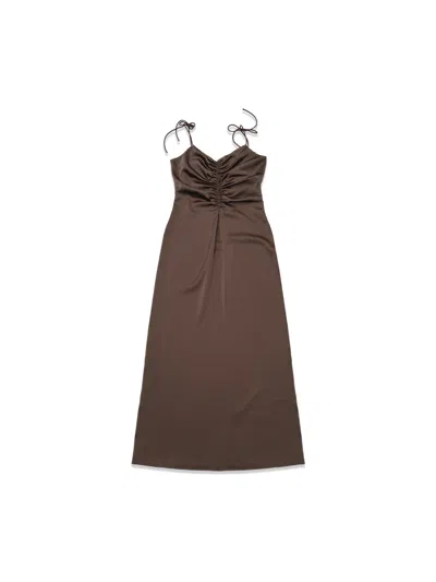 Rotate Birger Christensen Rotate Ruched Spaghetti Strap Maxi Dress In Green