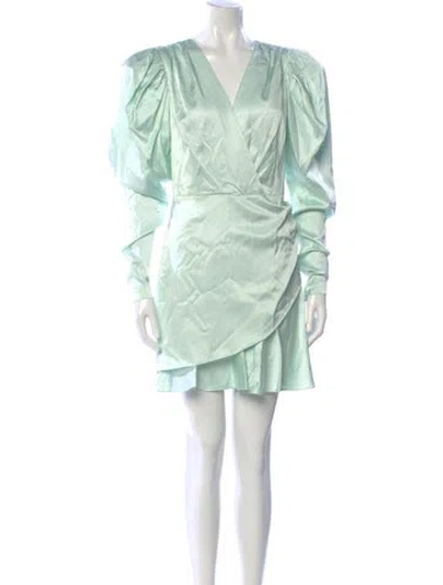 Pre-owned Rotate Birger Christensen V-neck Knee-length Dress In Green