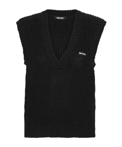 Rotate Birger Christensen V-neck Knitted Vest In Black