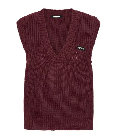 Rotate Birger Christensen V-neck Knitted Vest In Brown