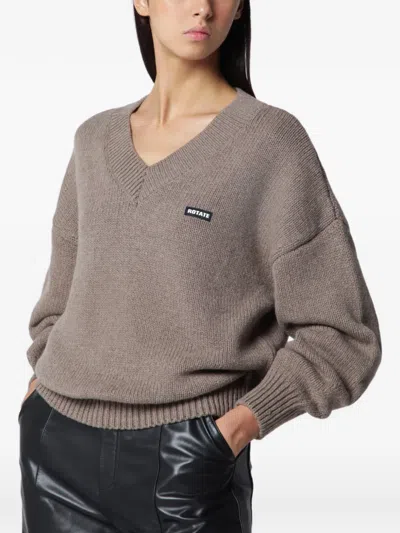 Rotate Birger Christensen Rotate Birgerchristensen Wool And Cashmere Vneck Sweater In Gray