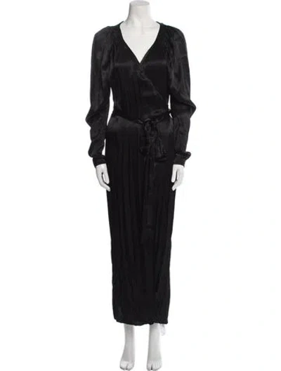 Pre-owned Rotate Birger Christensen V-neck Long Dress In Black