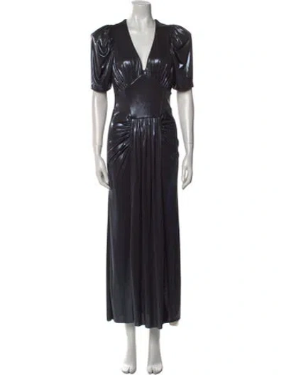 Pre-owned Rotate Birger Christensen V-neck Long Dress In Black