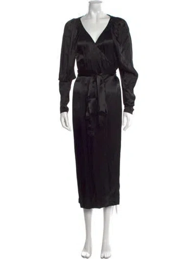Pre-owned Rotate Birger Christensen V-neck Long Dress In Black