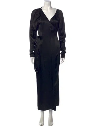 Pre-owned Rotate Birger Christensen V-neck Long Dress In Black