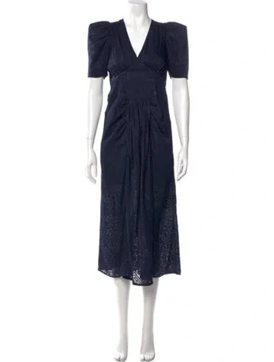 Pre-owned Rotate Birger Christensen V-neck Long Dress In Blue