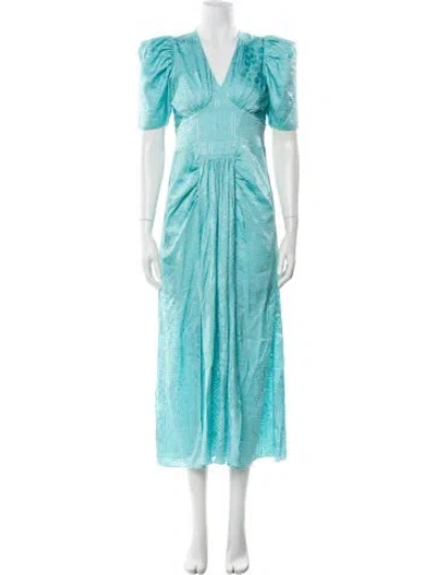 Pre-owned Rotate Birger Christensen V-neck Long Dress In Blue