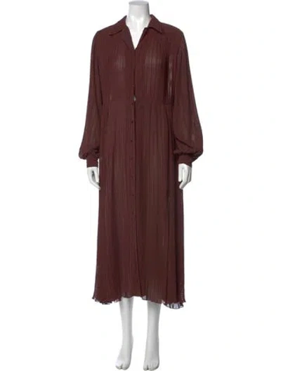 Pre-owned Rotate Birger Christensen V-neck Long Dress In Brown