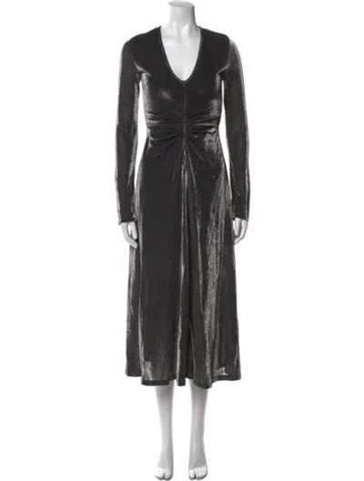 Pre-owned Rotate Birger Christensen V-neck Long Dress In Gray