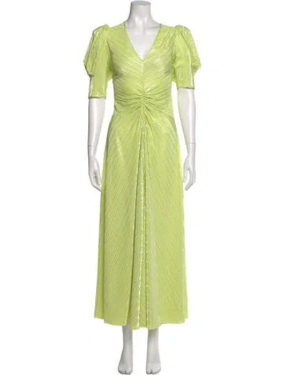 Pre-owned Rotate Birger Christensen V-neck Long Dress In Green