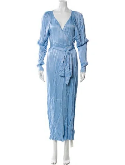Pre-owned Rotate Birger Christensen V-neck Long Dress W/ Tags In Blue