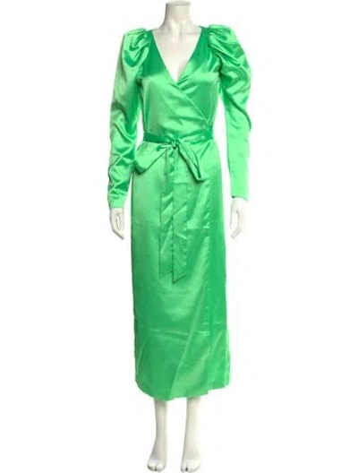 Pre-owned Rotate Birger Christensen V-neck Long Dress W/ Tags In Green