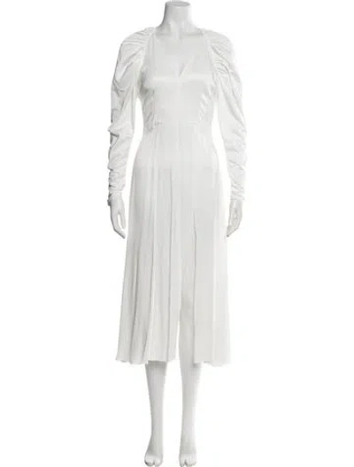 Pre-owned Rotate Birger Christensen V-neck Long Dress In White