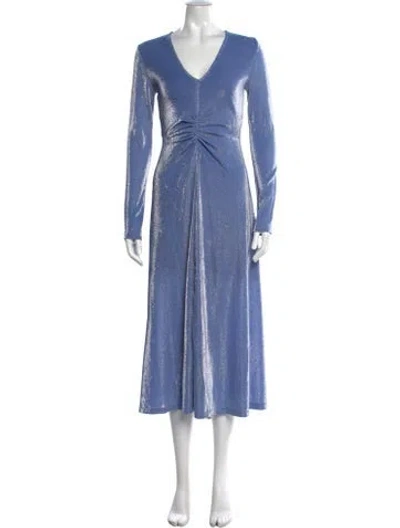 Pre-owned Rotate Birger Christensen V-neck Midi Length Dress In Blue