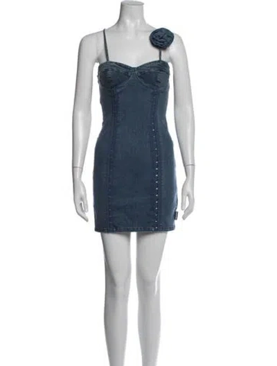 Pre-owned Rotate Birger Christensen V-neck Mini Dress In Blue