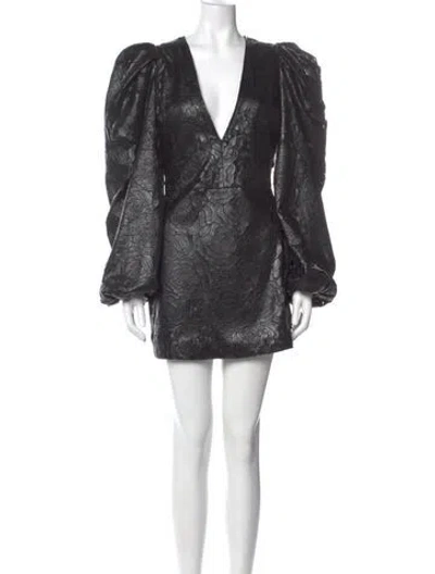 Pre-owned Rotate Birger Christensen V-neck Mini Dress In Gray