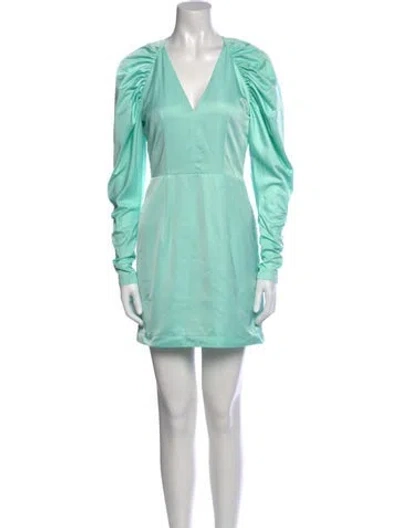 Pre-owned Rotate Birger Christensen V-neck Mini Dress In Green