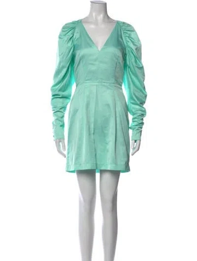Pre-owned Rotate Birger Christensen V-neck Mini Dress In Green