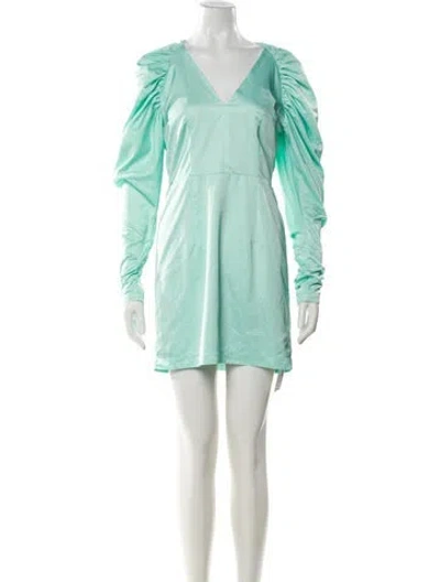 Pre-owned Rotate Birger Christensen V-neck Mini Dress In Green
