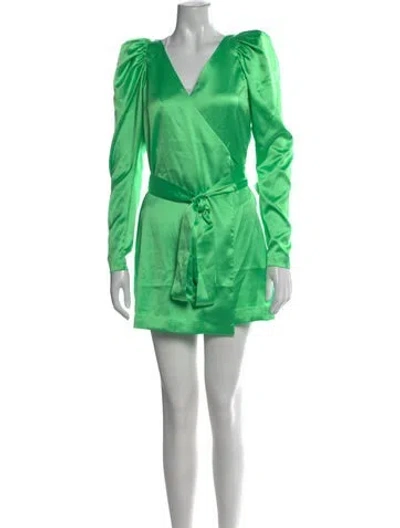 Pre-owned Rotate Birger Christensen V-neck Mini Dress In Green