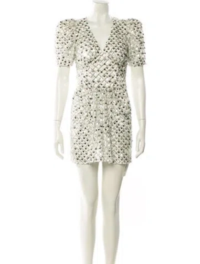 Pre-owned Rotate Birger Christensen V-neck Mini Dress In Multi