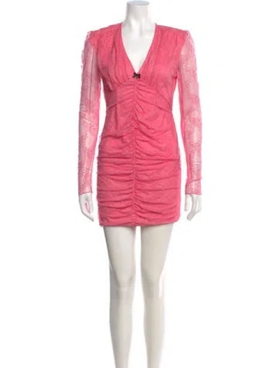 Pre-owned Rotate Birger Christensen V-neck Mini Dress In Pink