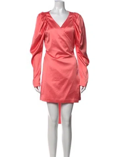Pre-owned Rotate Birger Christensen V-neck Mini Dress In Pink