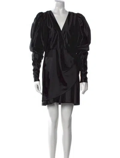 Pre-owned Rotate Birger Christensen V-neck Mini Dress W/ Tags In Black