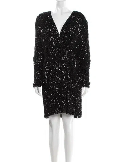 Pre-owned Rotate Birger Christensen V-neck Mini Dress W/ Tags In Black