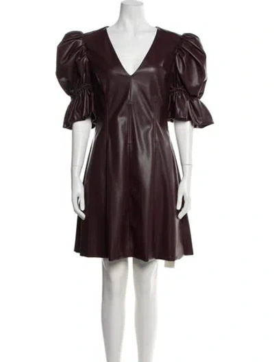 Pre-owned Rotate Birger Christensen V-neck Mini Dress W/ Tags In Burgundy