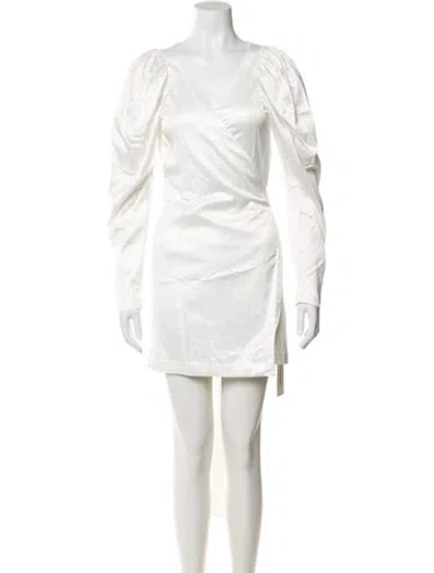 Pre-owned Rotate Birger Christensen V-neck Mini Dress In White