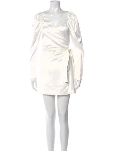 Pre-owned Rotate Birger Christensen V-neck Mini Dress In White