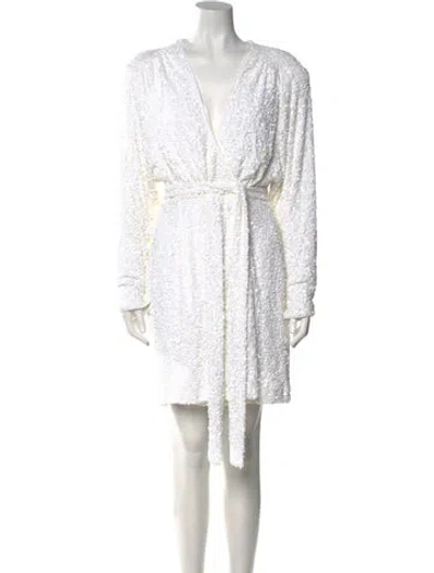 Pre-owned Rotate Birger Christensen V-neck Mini Dress In White