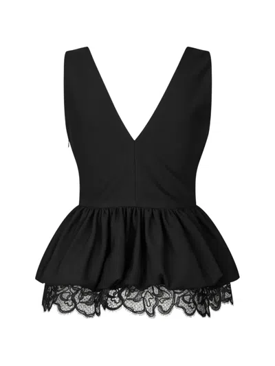 Rotate Birger Christensen V-neck Peplum Blouse In Black