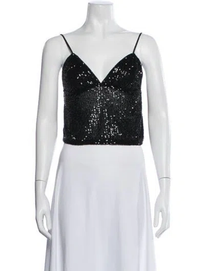 Pre-owned Rotate Birger Christensen V-neck Sleeveless Crop Top In Black