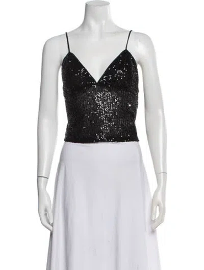 Pre-owned Rotate Birger Christensen V-neck Sleeveless Crop Top In Black