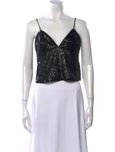 Pre-owned Rotate Birger Christensen V-neck Sleeveless Crop Top In Black