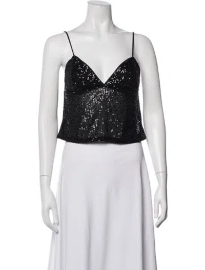 Pre-owned Rotate Birger Christensen V-neck Sleeveless Crop Top In Black