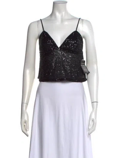 Pre-owned Rotate Birger Christensen V-neck Sleeveless Crop Top In Black