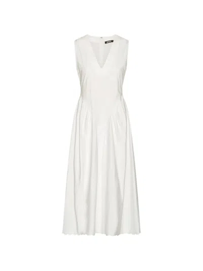 Rotate Birger Christensen V-neck Sleeveless Midi Dress In White
