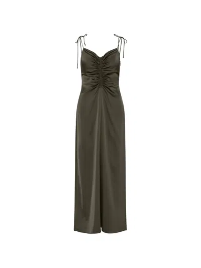 Rotate Birger Christensen V-neck Slip Maxi Dress In Green
