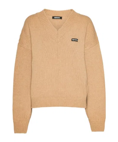 Rotate Birger Christensen V-neck Wool Sweater In Neutral