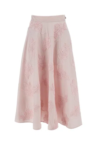 Rotate Birger Christensen Voluminous Floral Appliqué Midi Skirt In Multi