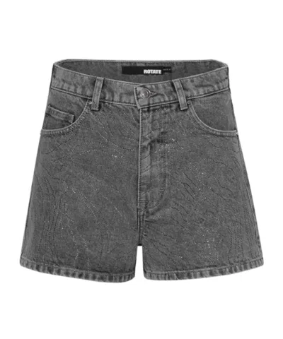 Rotate Birger Christensen Water Drill Denim Shorts In Black