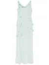 Rotate Birger Christensen Darly Embellished Flower Long Dress In Blue